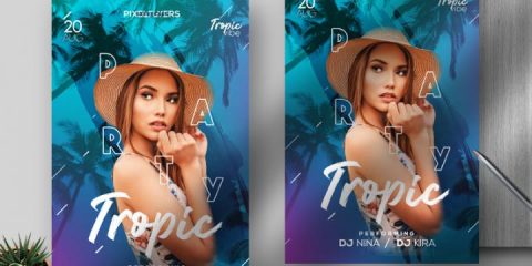 Free Tropic Party Flyer Template in PSD
