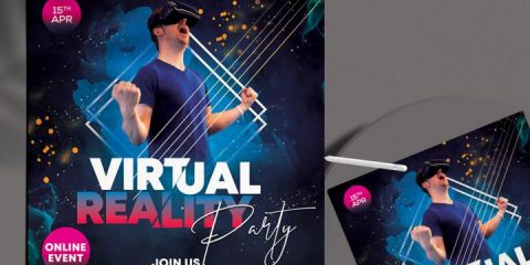 Free Virtual Party Flyer Template in PSD