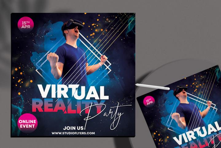 Free Virtual Party Flyer Template in PSD