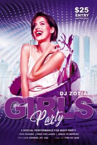 Girl Music Party Flyer Template in PSD