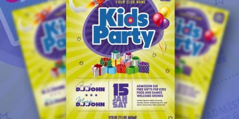 Kids Party Flyer PSD Template for Free