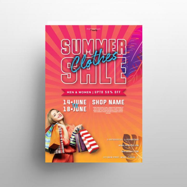 Summer Sale PSD Freebie Flyer Template