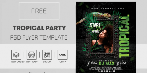 Tropical Party – PSD Flyer Template for Free