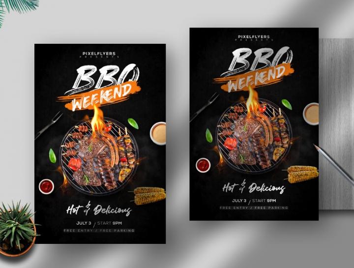 Free BBQ Weekend Flyer Template in PSD