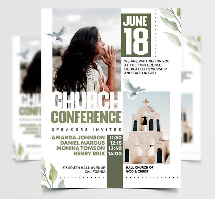 Free Church Conference Flyer Template in PSD