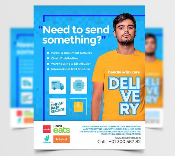Free Delivery Services Flyer Template in PSD