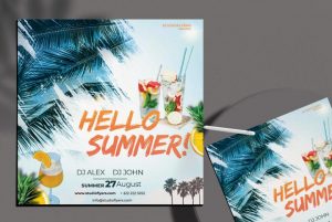 Free Hello Summer Flyer Template in PSD