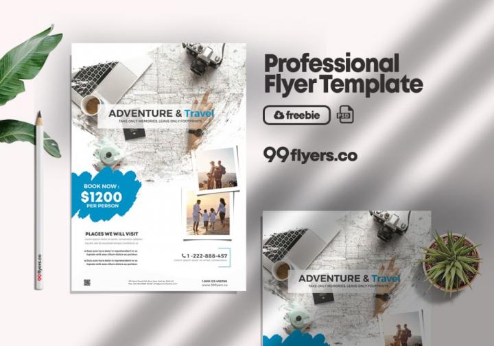 Free Holiday Travel Flyer Template in PSD