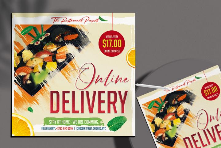 Free Home Online Delivery Flyer Template in PSD