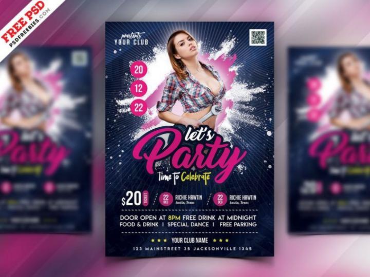 Free Night Club Event Flyer Template in PSD