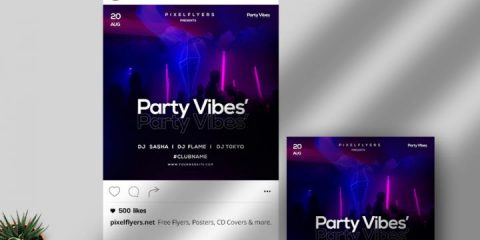 Free Party Vibes Instagram Post Template in PSD