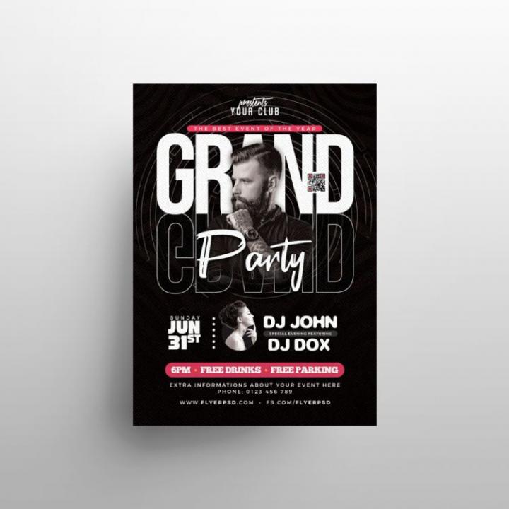 Free The Grand Party Flyer Template in PSD