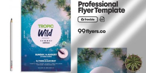 Free Wild Summer Party Flyer Template in PSD