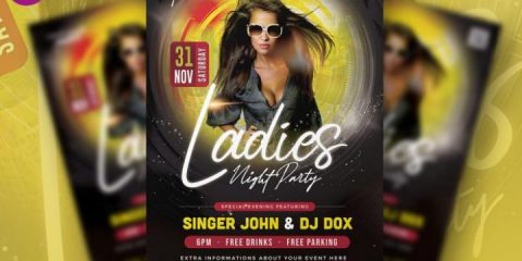 Ladies Night Party Flyer PSD Template for Free