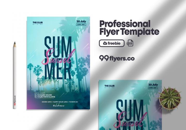 Free Days Of Summer Flyer Template in PSD