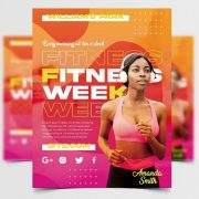 Free Fitness Week Flyer Template in PSD