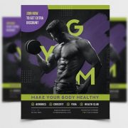 Free Month of GYM Fitness Flyer Template in PSD