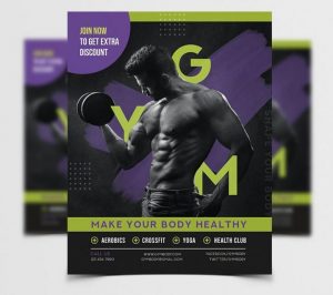 Free Month of GYM Fitness Flyer Template in PSD