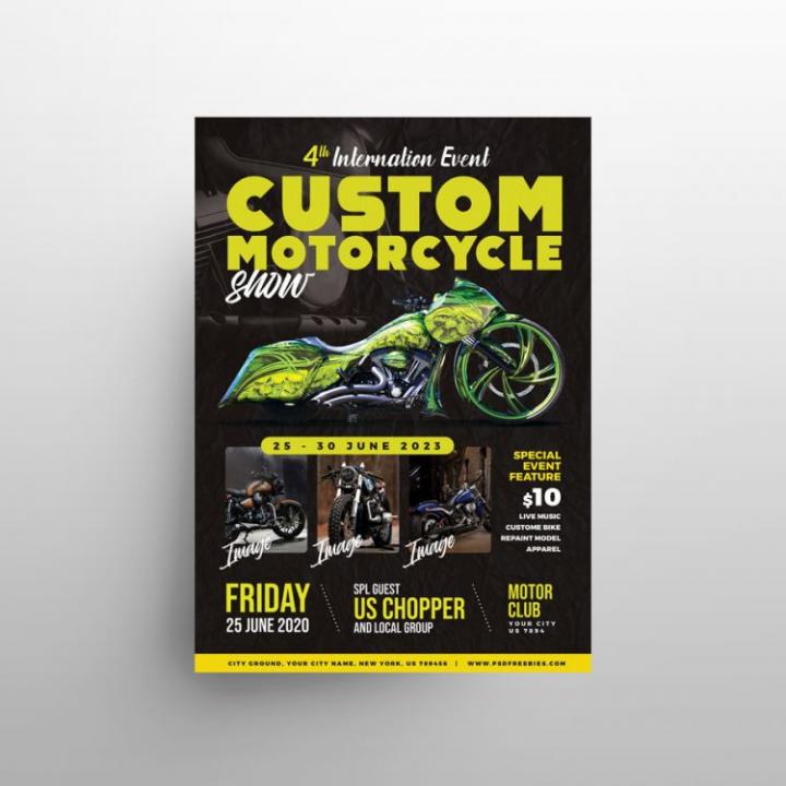 Free Motorcycle Show Flyer Template in PSD - PSDFlyer