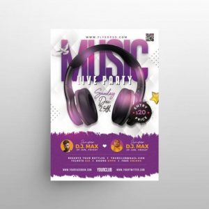 Free Music – Live Party Flyer Template in PSD