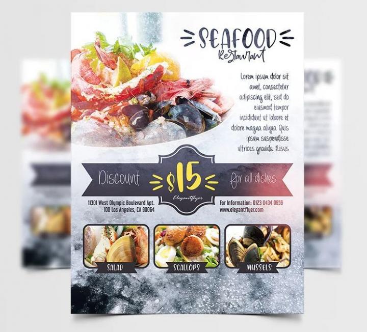 Free Seafood Ad Restaurant Flyer Template in PSD PSDFlyer