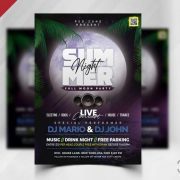 Free Summer Night Party Flyer Template in PSD