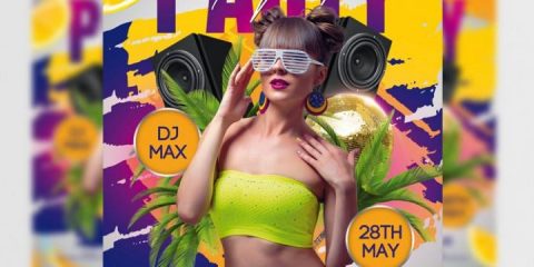 Free Tropical Party Day Flyer Template in PSD