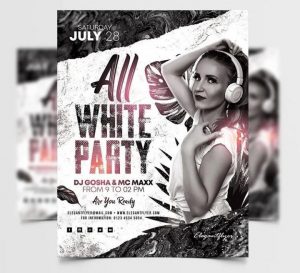 Free White Party Flyer Template in PSD