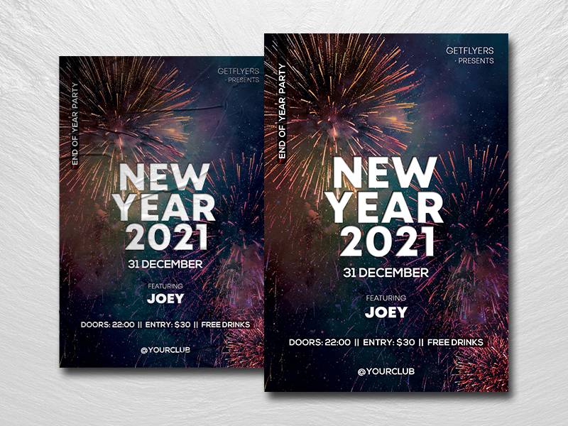 Free 2021 NYE Party Flyer Template in PSD