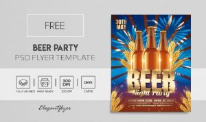 Free Beer Party Flyer Template in PSD