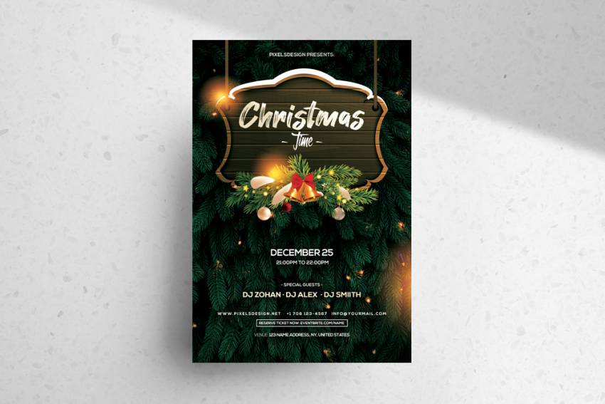 Free Christmas Time 2020 Flyer Template in PSD