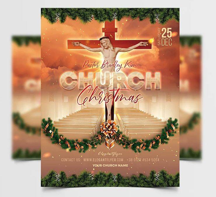 Free Church Christmas Event Flyer Template in PSD