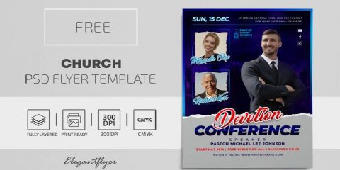 Free Church Workship Flyer Template in PSD