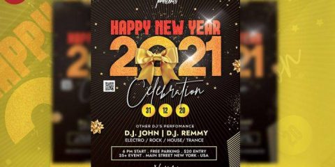 Free Happy New Year 2021 Party Flyer Template in PSD