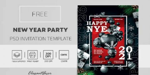 Free New Year Party Flyer Template in PSD
