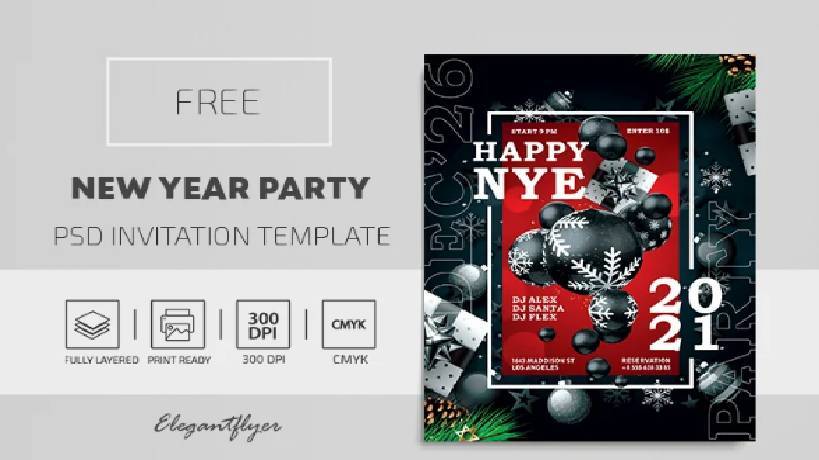 Free New Year Party Flyer Template in PSD
