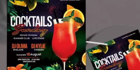 Cocktail Night Party Free Flyer Template (PSD)