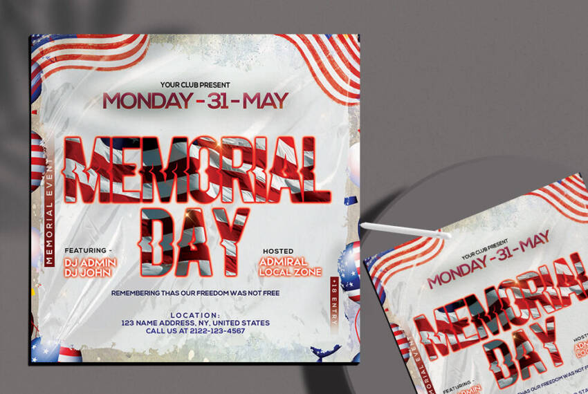 Memorial Day 2021 Party Free Flyer Template (PSD)