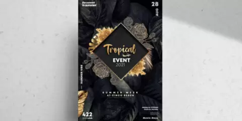 Summer Black & Gold Free Flyer Template (PSD)