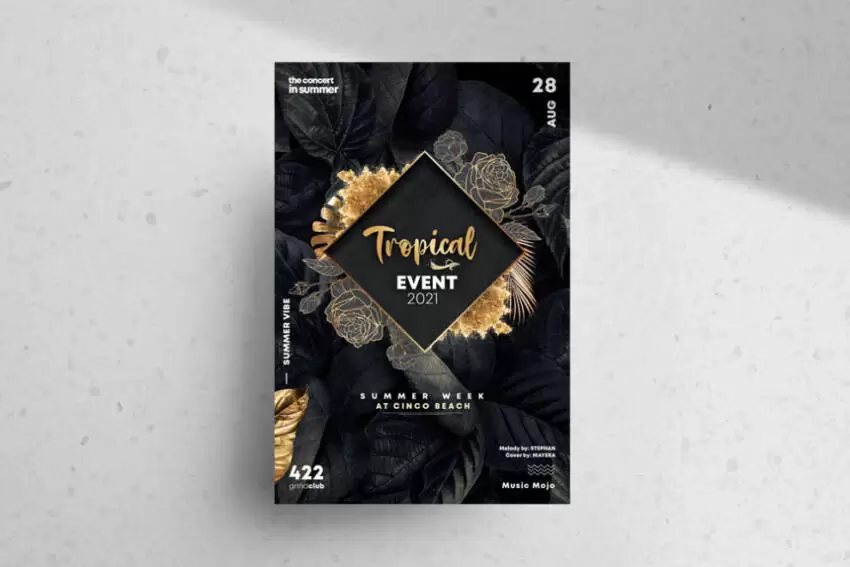 Summer Black & Gold Free Flyer Template (PSD)
