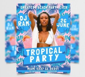 Greatest Tropical Party Free Flyer Template (PSD)