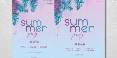 Minimalist Summer Party Free Flyer Template (PSD)