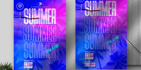 Modern Summer Club Event Free Flyer Template (PSD)
