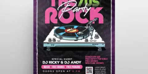 Retro Music Party Free Flyer Template (PSD)