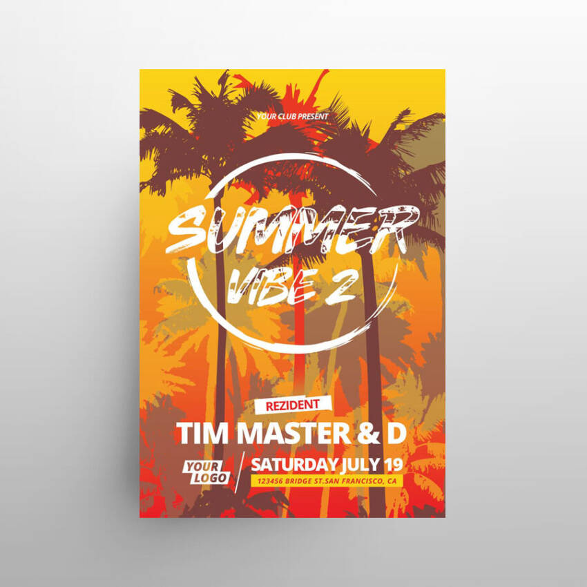 Summer Vibes Party Free Flyer Template (PSD)