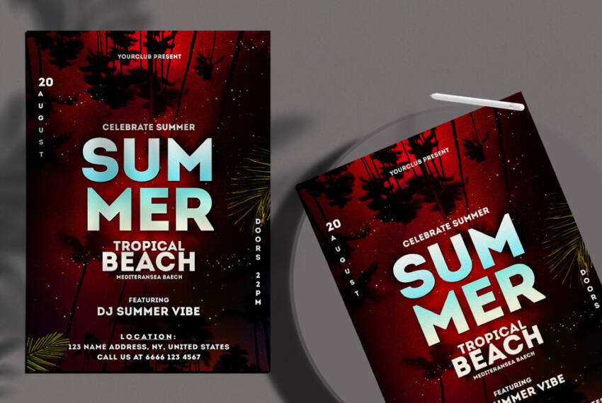 Tropical Night Music Free Flyer Template (PSD)