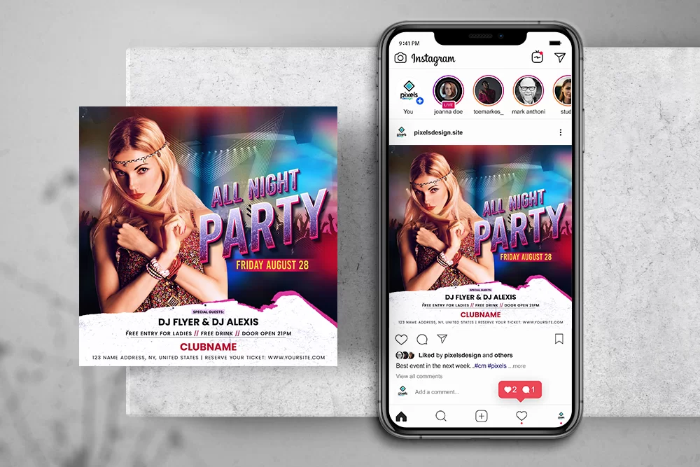 Nightout Party Free Instagram Banner (PSD)