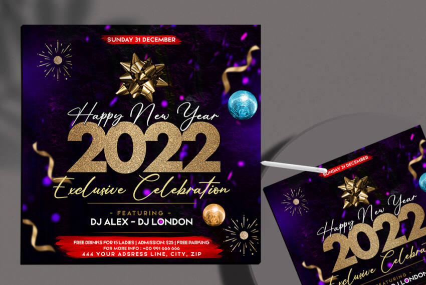 2022 NYE Party Vibe Free Instagram Banner (PSD)