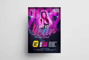 2022 New Year DJ Party Free PSD Flyer Template