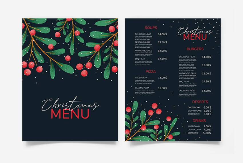 Christmas Menu Flyer Free PSD Flyer Template - PSDFlyer